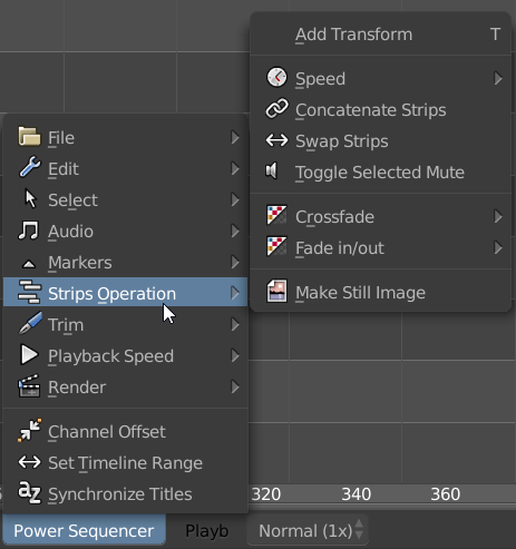 Power Sequencer toolbar menu