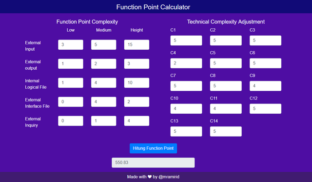 SS Function Point Calculator