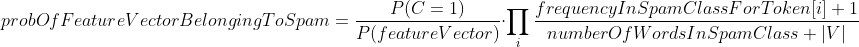 Laplace Smoothing vector spam probability