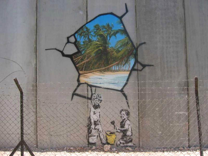 banksy paradise wall