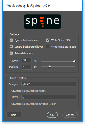 photoshop to spine script download