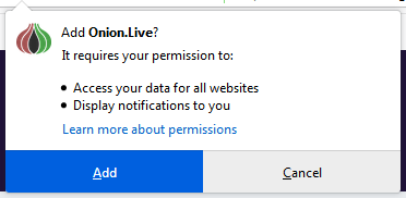 Onion.Live Extension Click on Add