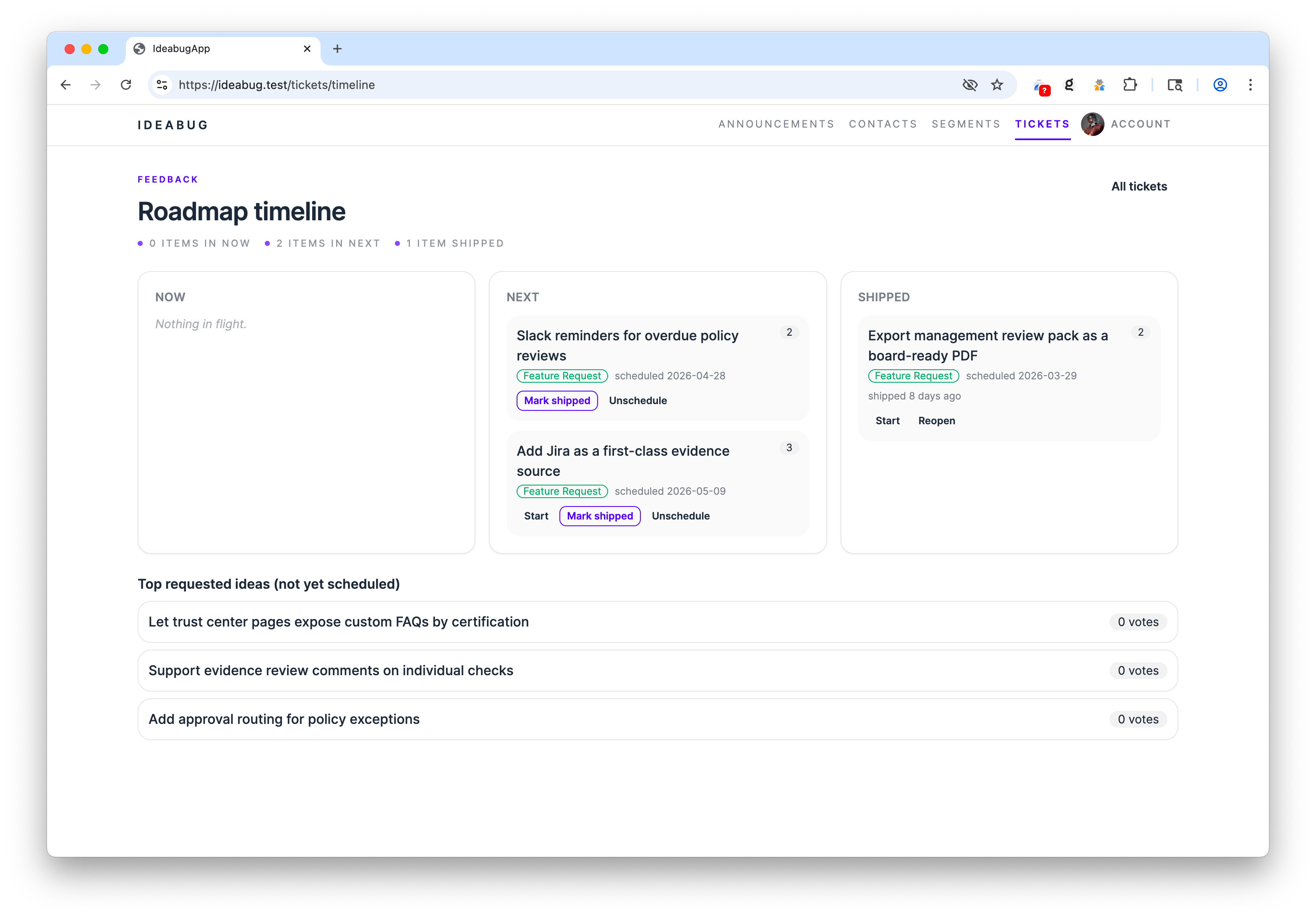 Roadmap view