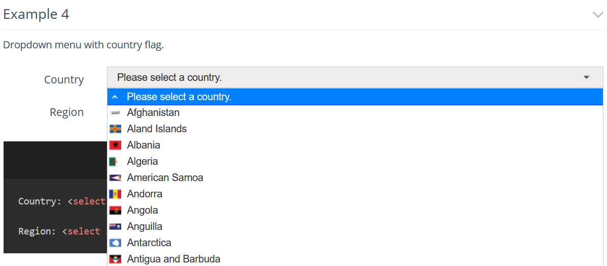 Country-Region DropDown Menu Demo 2