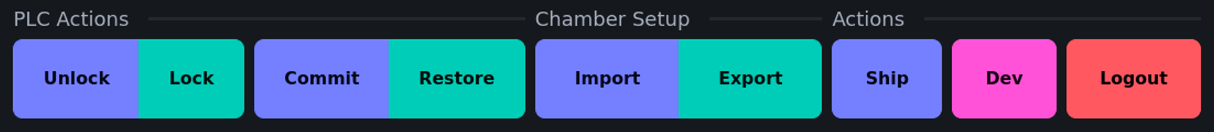 Setup and Actions buttons
