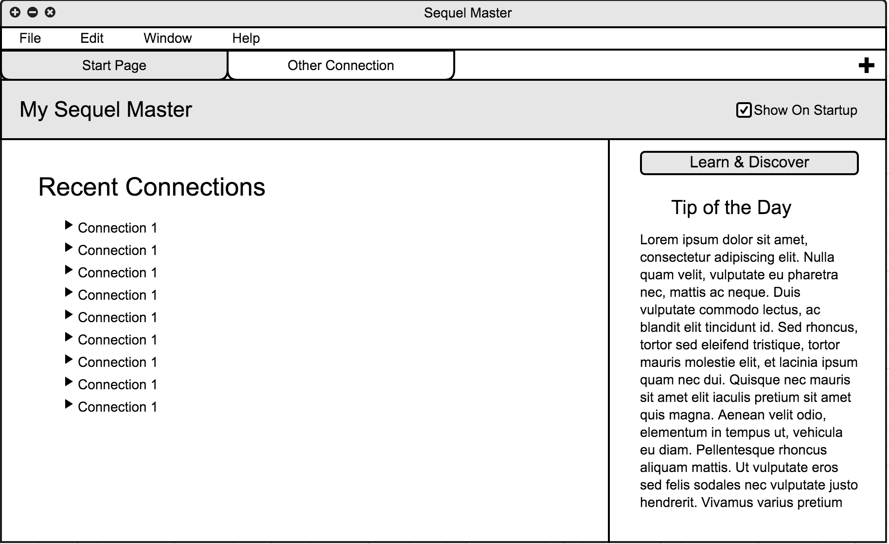 Start page