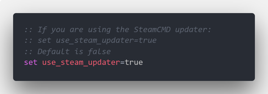 set use_steam_updater=true