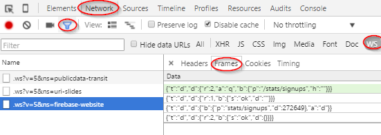 websocket debug screenshot