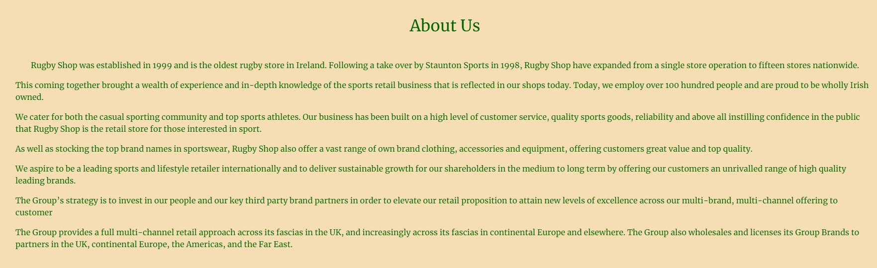 Rugby Shop About Us