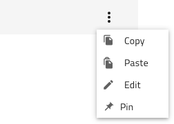 Action strip with a single icon showing a menu