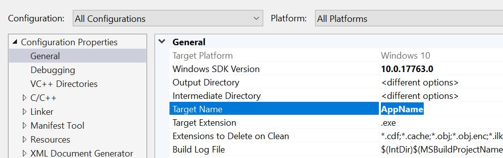 showing the location of the Target Name field