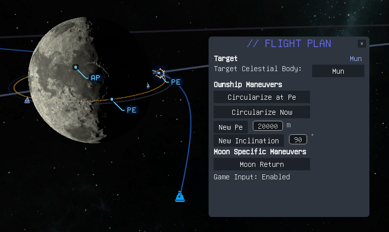 Flight Plan: Circularize at Next Pe Example - Munar Flyby