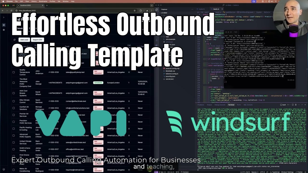 Voice AI dialer agent built with #Windsurf and #Vapi