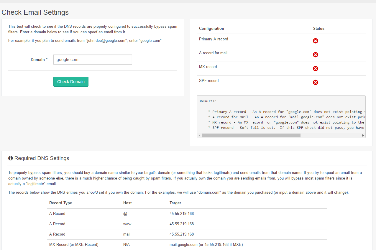 DNS settings