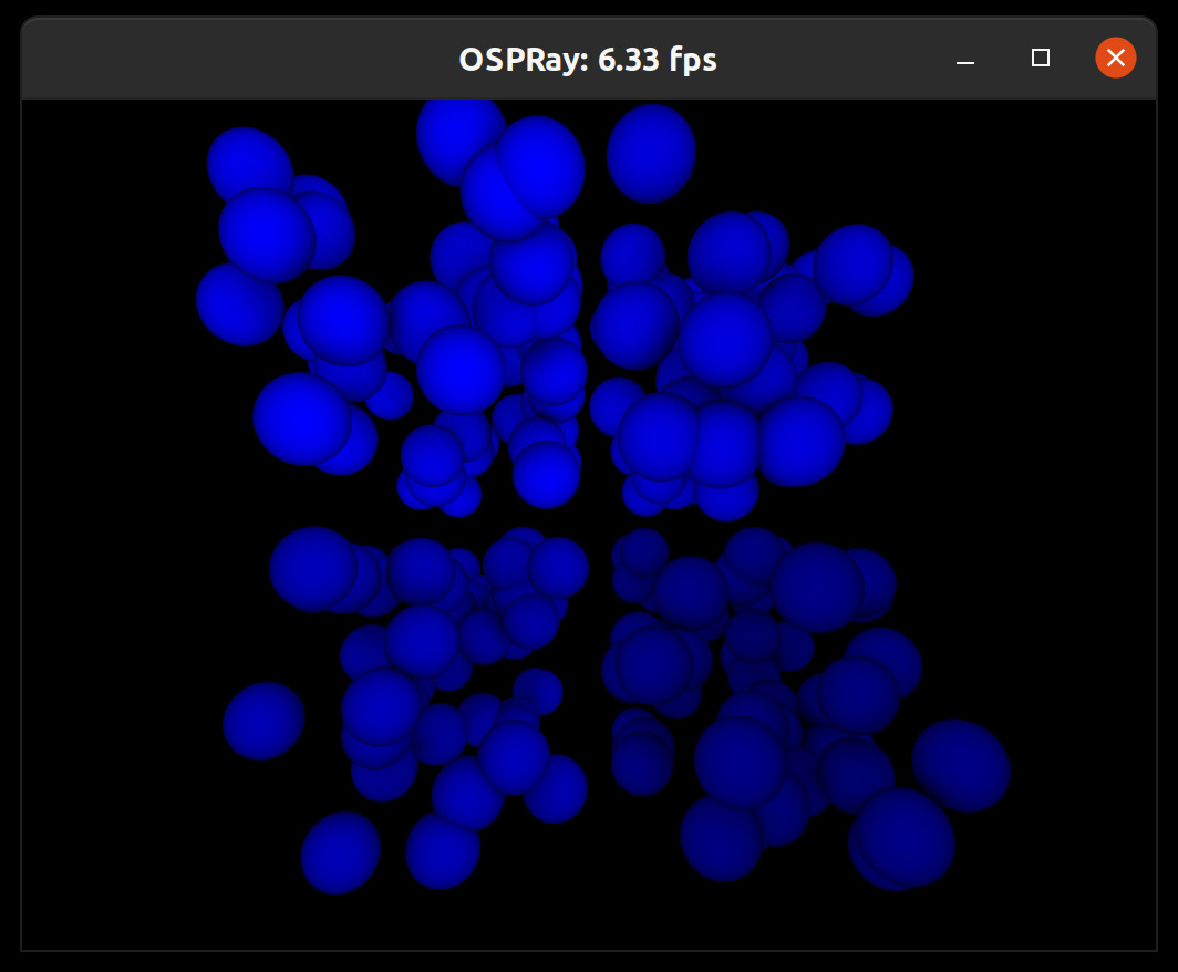 Running ospMPIDistribTutorialSpheres on 4 ranks.