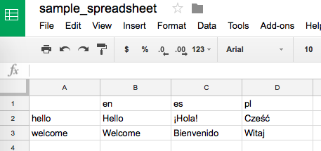 Sample spreadsheet