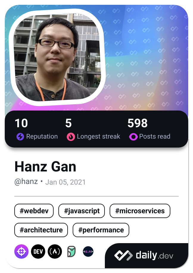 Hanz Gan's Dev Card