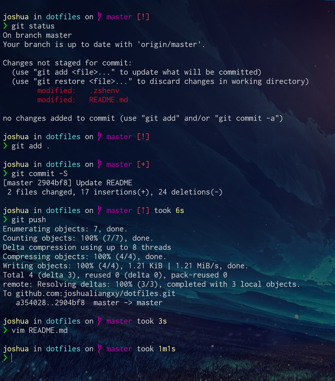 Screenshot of shell prompt