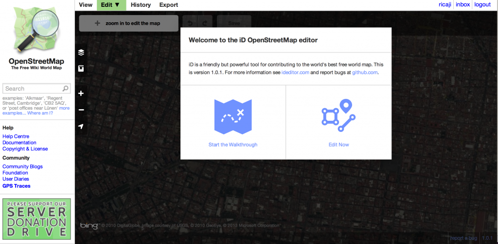 OpenStreetmap editing with ID