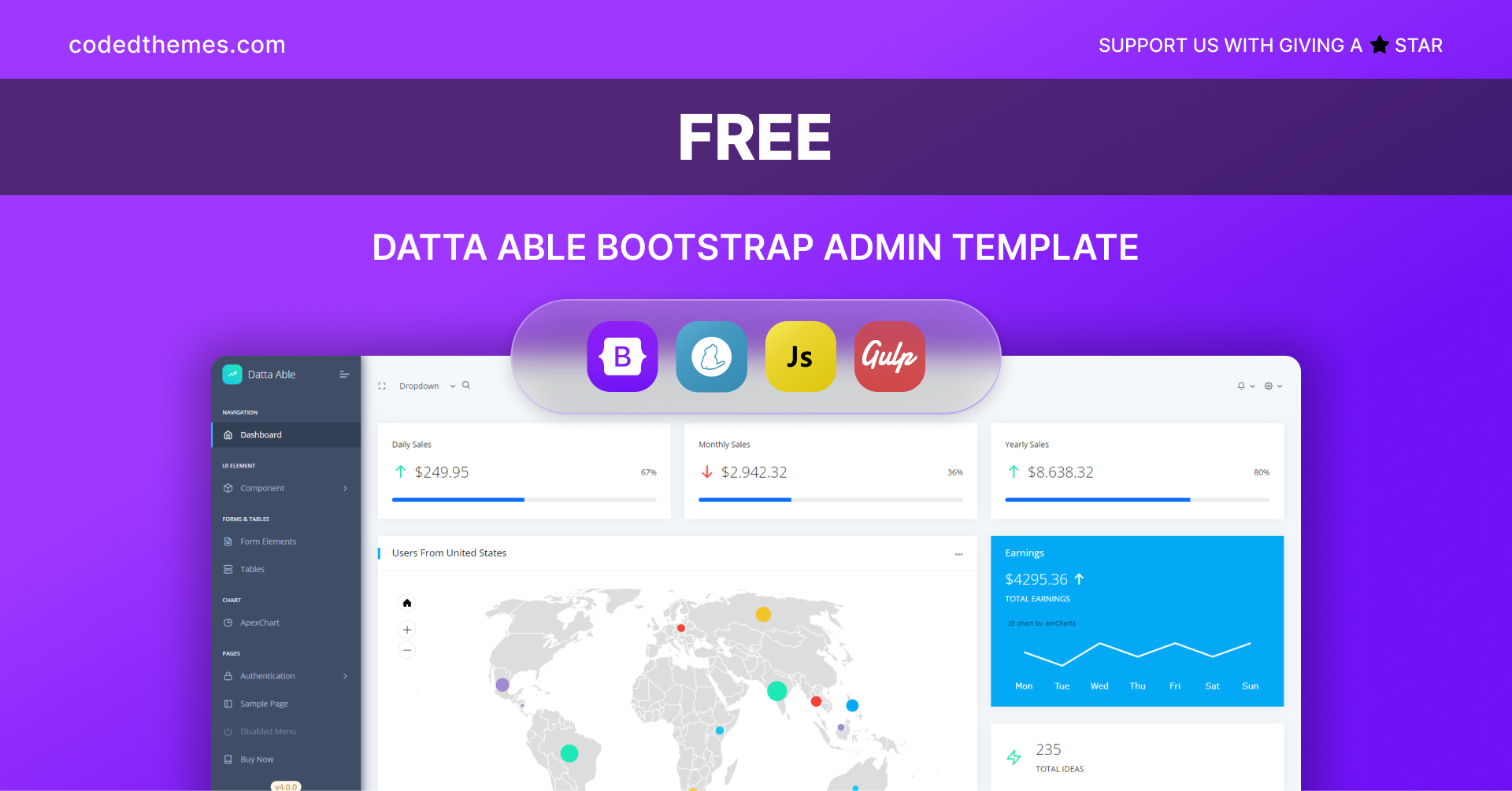 Datta Able Free Admin Template Preview Image