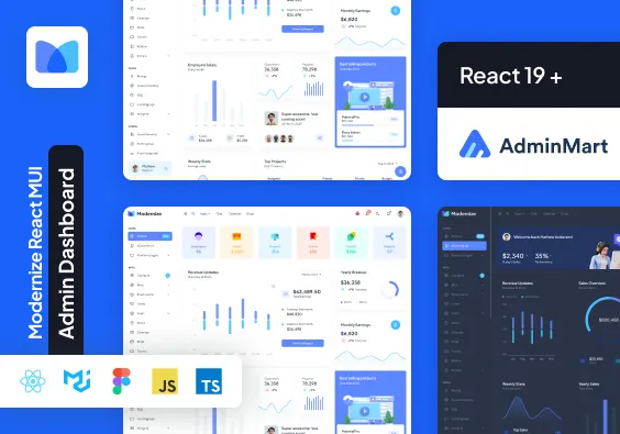 Modernize React MUI Dashboard Theme Demo Screenshot