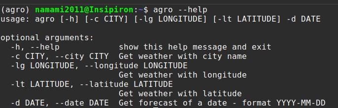 Agro CLI Help