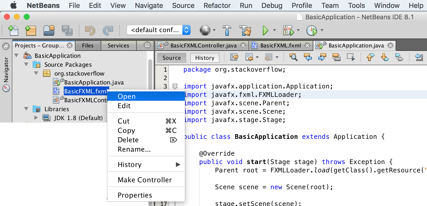 Edit file with Scene Builder