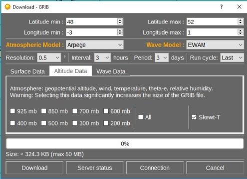 Altitude choices tab