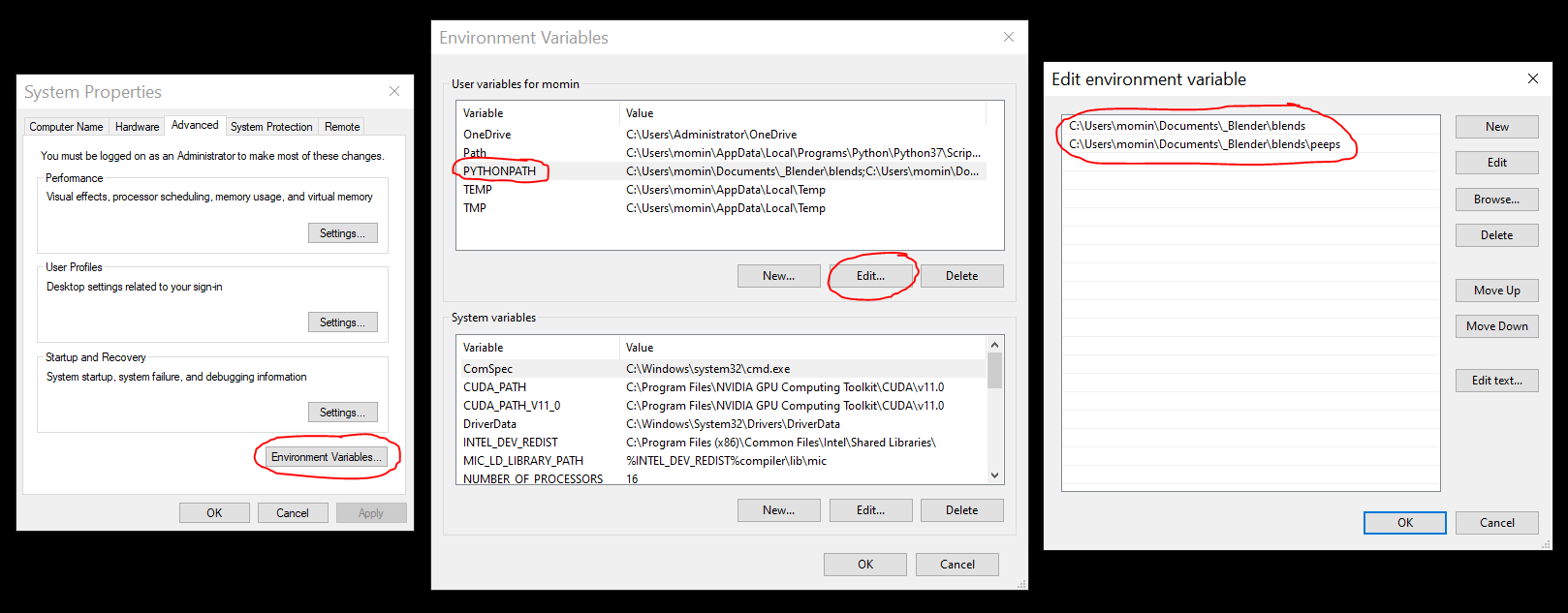 PYTHONPATH in environment variables