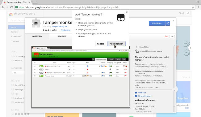 Confirming Tampermonkey
