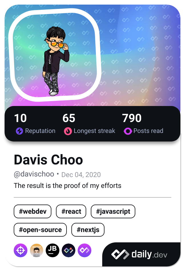 Davis Choo's Dev Card