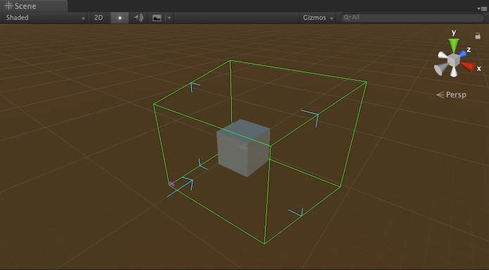 Looking Glass bounding box with a cube inside of it