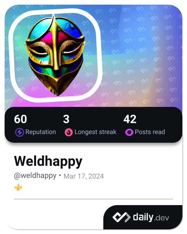 Weldhappy's Dev Card