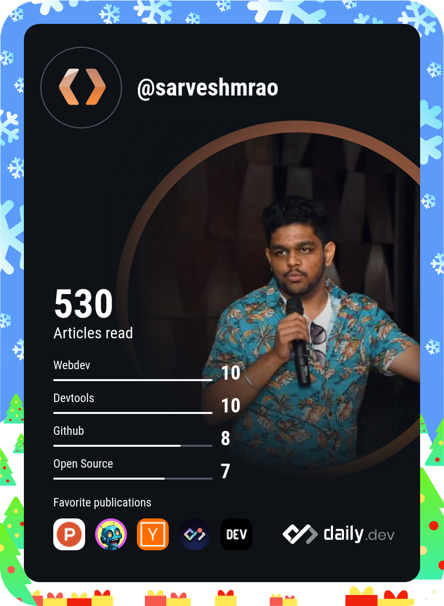 Sarvesh M Rao's Dev Card