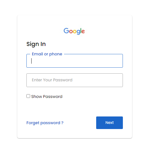 google login page