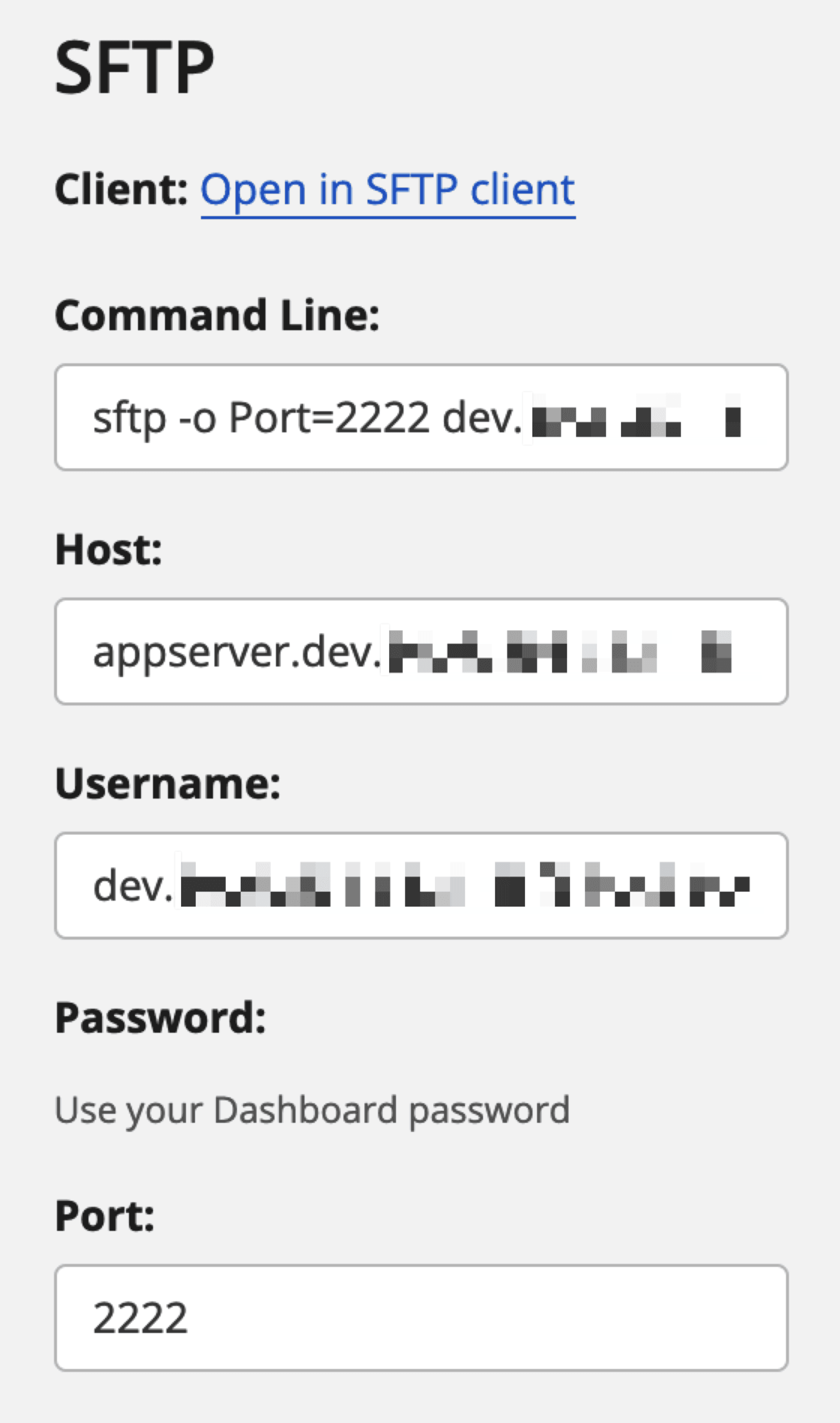 SFTP credentials