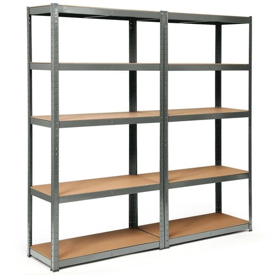 costway-2pcs-72-heavy-duty-storage-shelf-steel-garage-rack-5-level-adjustable-grey-in-blue-1