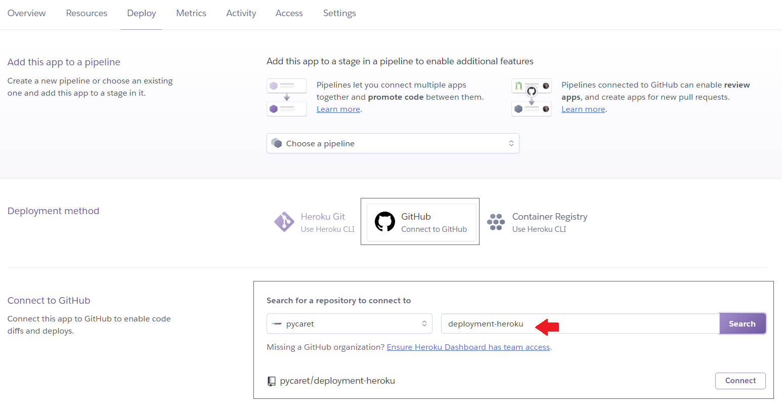 Heroku — Connect to GitHub