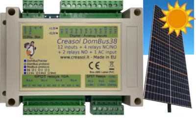 DomBusTracker smart home module that controls 2 linear actuators in a solar tracking system