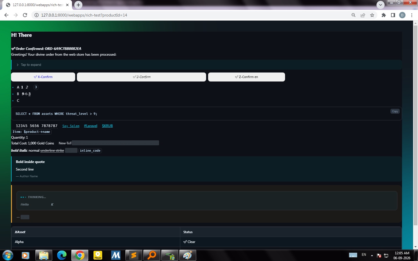 Test RichElement Renderer in WebApps