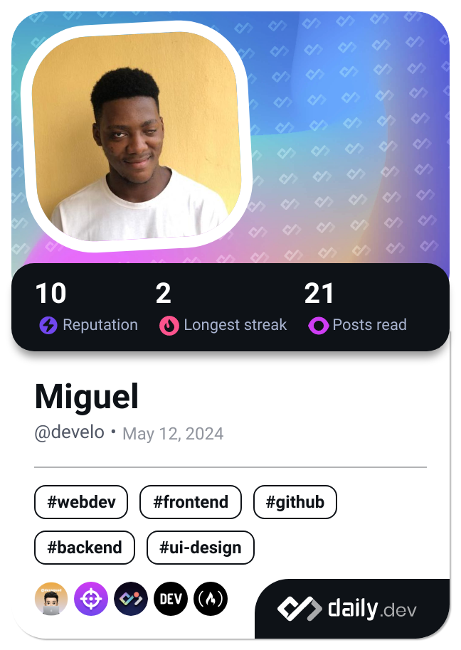 Miguel's Dev Card