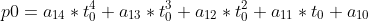 p0 = a14t0^4 + a13t0^3 + a12t0^2 + a11t0 + a10