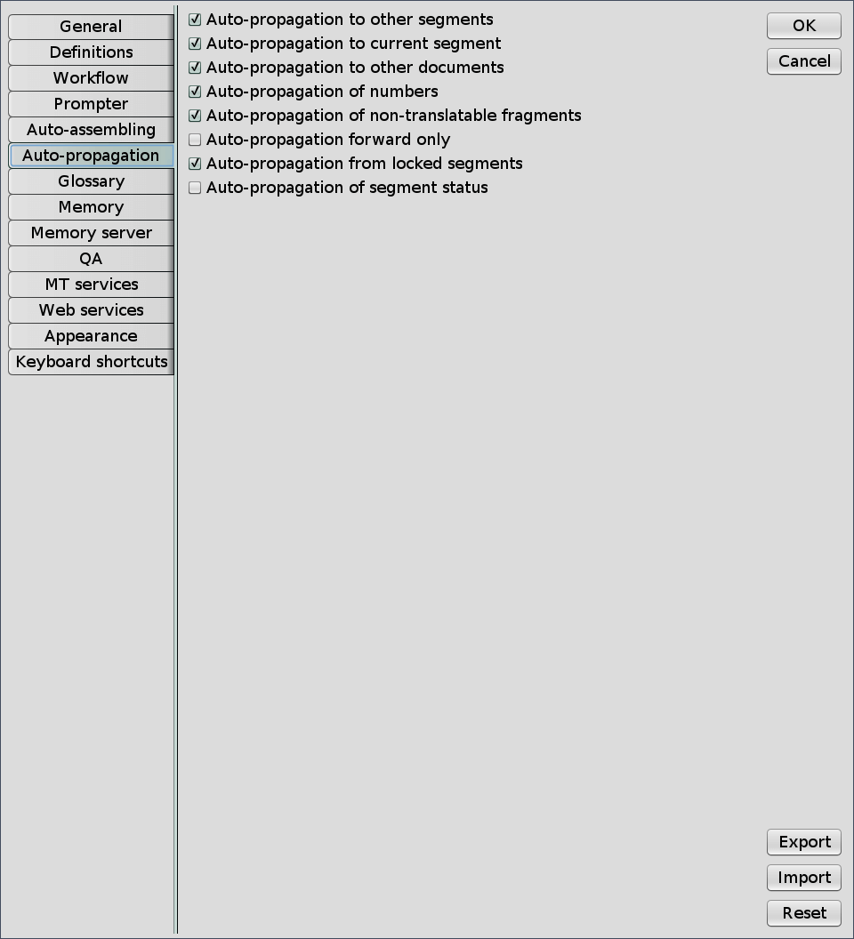 Auto-propagation pane