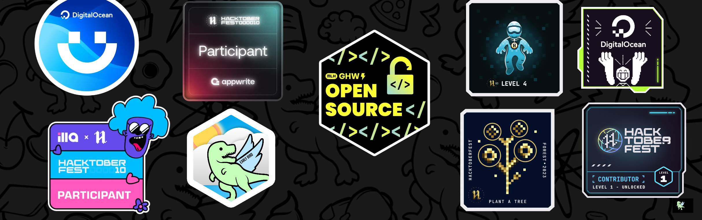 An image of @maheshmnj's Holopin badges, which is a link to view their full Holopin profile