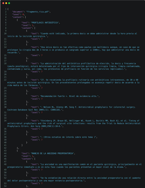 JSON output file