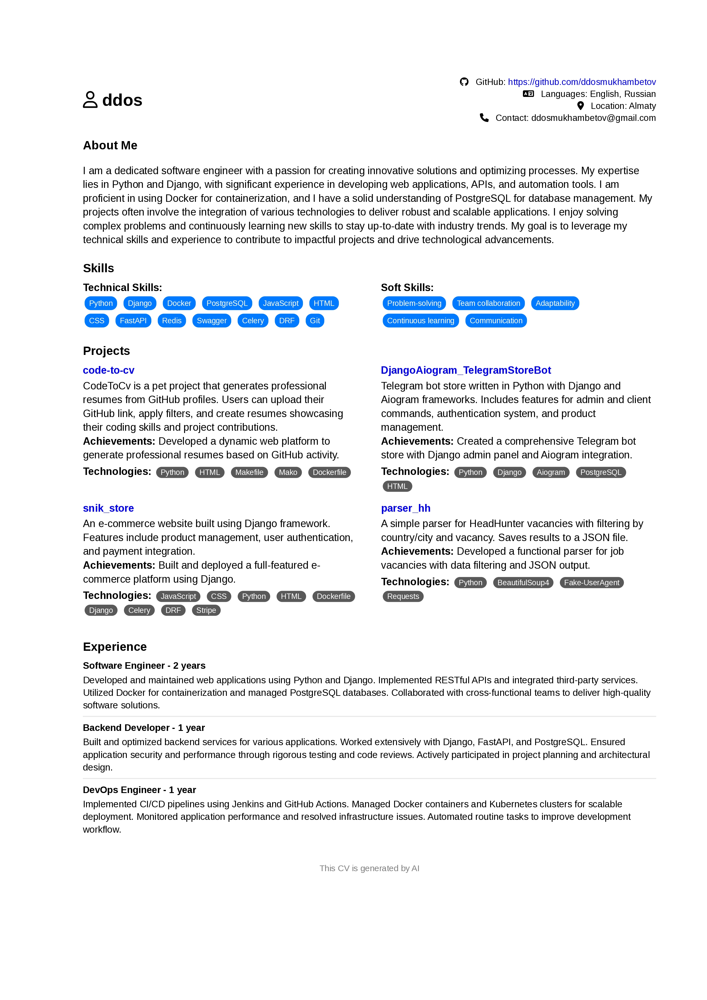 Generated Cv Template 1