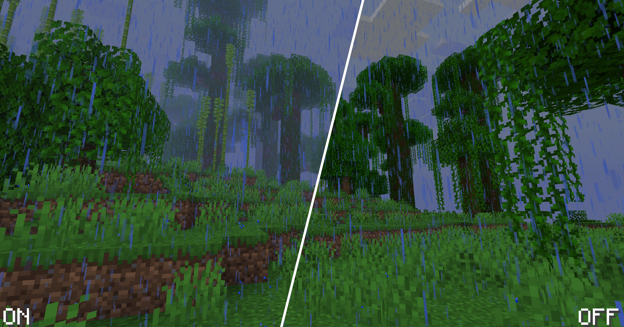 A beautiful rain scenario, with and without Fog Looks Good Now