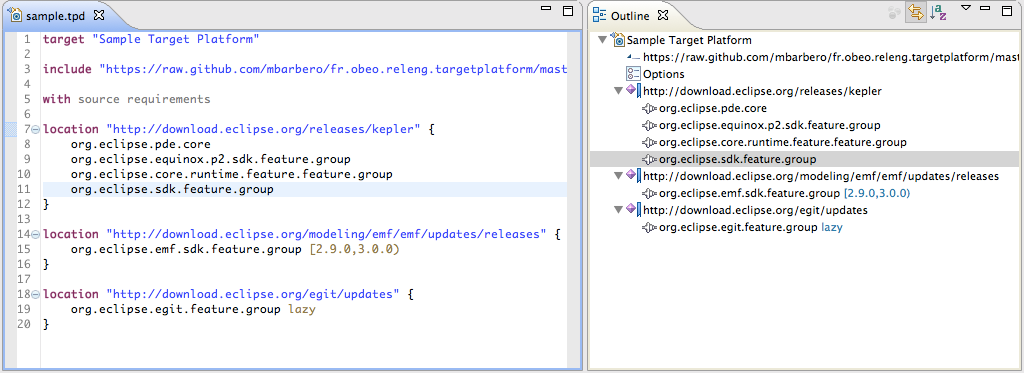 The targetplatform DSL editor