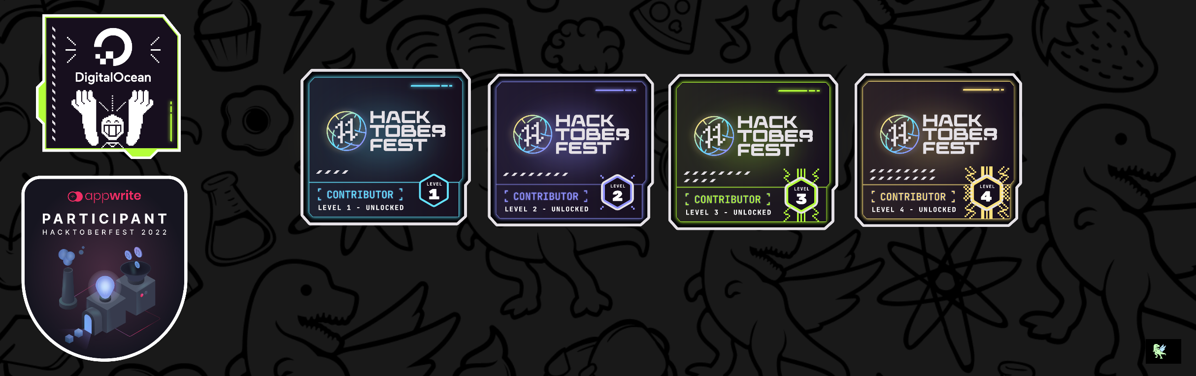 An image of @marianapcorrea's Holopin badges, which is a link to view their full Holopin profile