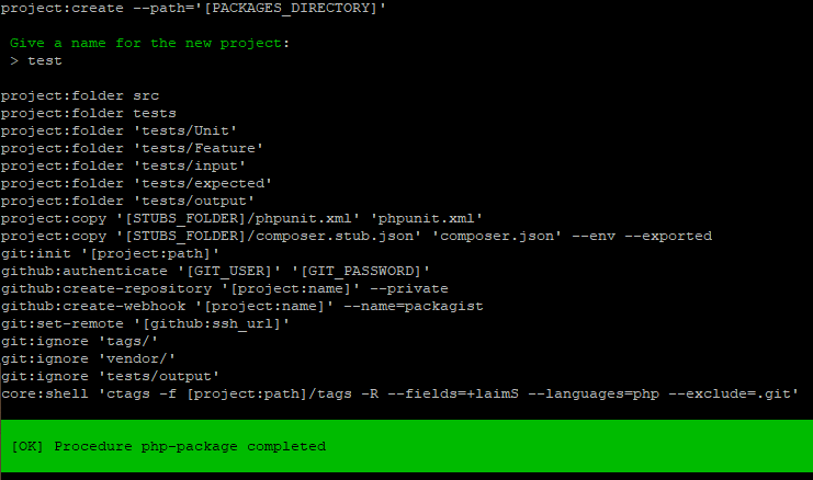 php-package procedure script